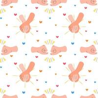 Seamless hand pattern, holding hands, fists, vector