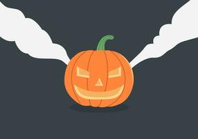 a halloween pumpkin with smoke coming out of it vector