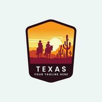 salvaje Oeste americano Desierto Texas pradera Texas vector logo Clásico símbolo ilustración diseño