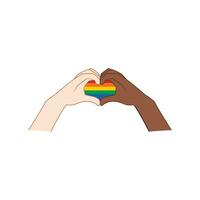 Hand showing lgbt heart. Heart symbol. Pride month concept. Love is love for illustartion vector