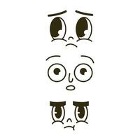 conjunto de dibujos animados ojos dibujado a mano para elemento, facial expresión, cara vector