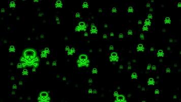 Neon Green Poison Skull Symbol Fly Through Motion Background video