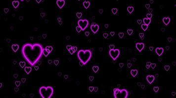 Neon Hearts Rainbow Color Shift Fly Through Motion Background video