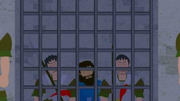 cartone animato Bibbia illustrazione di Peter nel prigione video