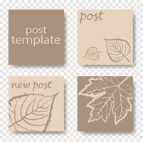 Design backgrounds for social media banner. Set of instagram post frame templates. Vector cover. Mockup for personal blog or shop. Layout for promotion. Endless square puzzle.