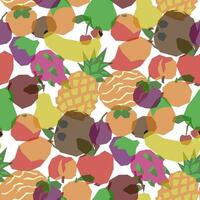 Fruit seamless pattern. Background of geometric translucent fruits and berries. Transparent berries on a white background. Simple label and packaging design. A variety of fruits with different colors vector