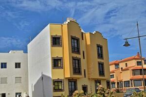 city of Corralejo on the Spanish Canary Island Fuerteventura on a warm holiday day photo