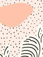 Vertical minimalist hand drawn background. Cute scribble and doodle elements on pink backdrop with copy space. Trendy aesthetic design for social media, web banner and mockup for advertising vector