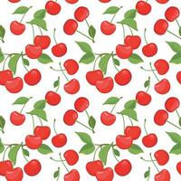 Seamless pattern with cherry on a white background. Flat style vector illustration for summer stylish design, wallpapers, packaging, textiles, fabrics.