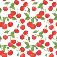 Seamless pattern with cherry on a white background. Flat style vector illustration for summer stylish design, wallpapers, packaging, textiles, fabrics.