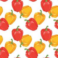 Vector seamless pattern with bell pepper. Yellow and red paprika on a white background. Bright, juicy, summer vegetables. Wallpaper, print, textile design, wrapping paper.