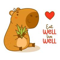 Cute animal capybara. Vector illustration. Funny capibara character rodent for cards, design, print, kids collection.