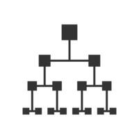 Line hierarchy icon. Organization symbol. Management, structure of company, team, corporate, relation, process. Outline, flat and colored style icon for web design. Vector illustration.