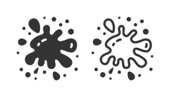 Ink splatter illustration. Hand drawn paint splash symbol. Inkblot, paint stain. Outline and flat style icon for web design. Vector illustration.