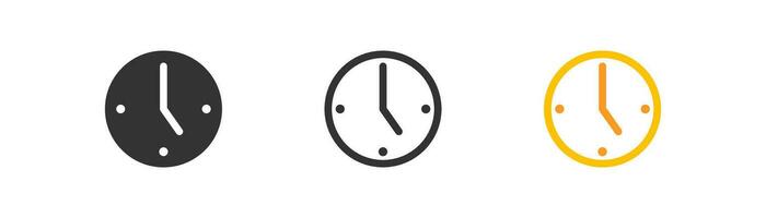 Clock icon. Time symbol. Time management, counting, deadline and delay, hour. Outline, flat and colored style icon for web design. Vector illustration.