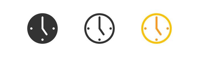 Clock icon. Time symbol. Time management, counting, deadline and delay, hour. Outline, flat and colored style icon for web design. Vector illustration.