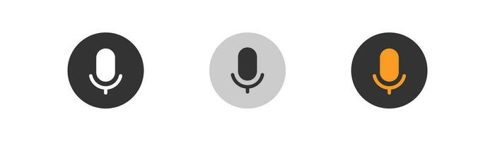 Microphone icon. Voice, audio symbol. Podcast, studio recording, mic button, broadcast, webcast, voice mail. Outline flat and colored style icon for web design. Vector illustration.