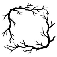 Halloween frame made from dry tree branches. Vector illustration