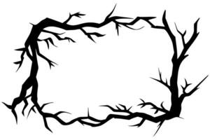 Halloween frame made from dry tree branches. Vector illustration