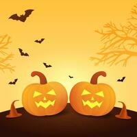 Halloween background with an illustration of two pumpkins and a combination of orange colors vector