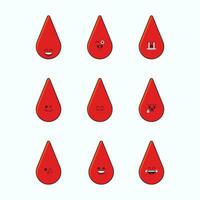 Red blood grain emoticon icon set. vector