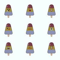 triangular ice cream icon set vector emoticon.