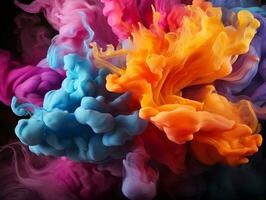 Digital art of multicolor smoke in various colors AI Generative photo