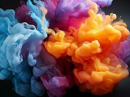 Digital art of multicolor smoke in various colors AI Generative photo