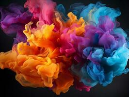 Digital art of multicolor smoke in various colors AI Generative photo