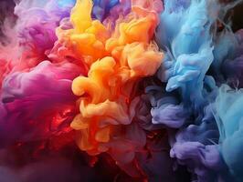 Digital art of multicolor smoke in various colors AI Generative photo