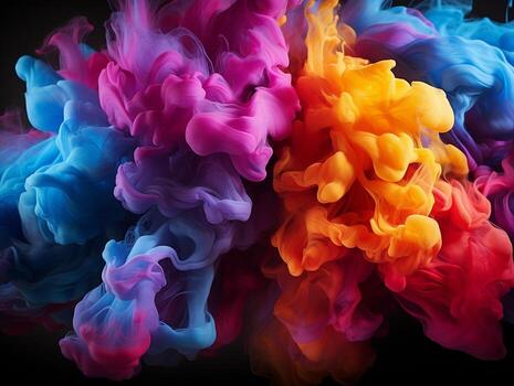 Digital art of multicolor smoke in various colors AI Generative photo