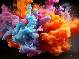 Digital art of multicolor smoke in various colors AI Generative photo