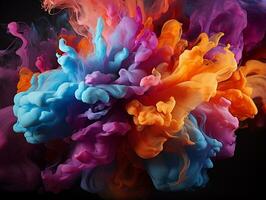 Digital art of multicolor smoke in various colors AI Generative photo