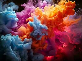 Digital art of multicolor smoke in various colors AI Generative photo