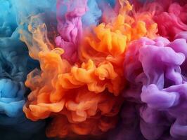 Digital art of multicolor smoke in various colors AI Generative photo