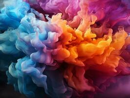 Digital art of multicolor smoke in various colors AI Generative photo