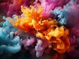 Digital art of multicolor smoke in various colors AI Generative photo