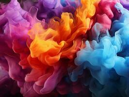 Digital art of multicolor smoke in various colors AI Generative photo