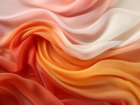 Flowing fabrics abstract orange yellow and pink swirly background AI Generative photo
