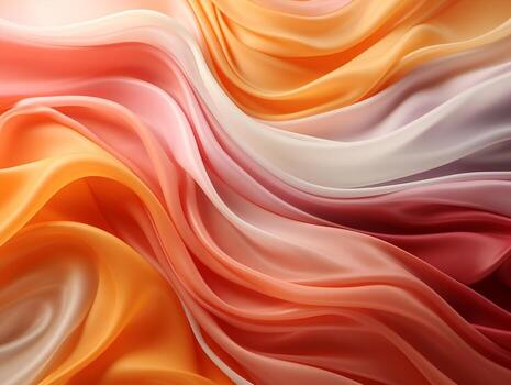 Flowing fabrics abstract orange yellow and pink swirly background AI Generative photo