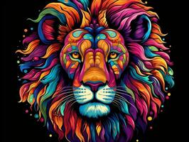 Sticker of a lion for t shirt design vector illustration with isolated background AI Generative photo