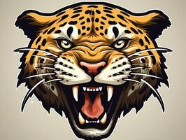 Sticker of a leopard for t shirt design vector illustration with isolated background AI Generative photo