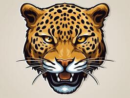 Sticker of a leopard for t shirt design vector illustration with isolated background AI Generative photo