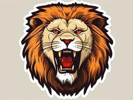 Sticker of a lion for t shirt design vector illustration with isolated background AI Generative photo