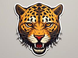 Sticker of a leopard for t shirt design vector illustration with isolated background AI Generative photo