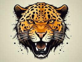 Sticker of a leopard for t shirt design vector illustration with isolated background AI Generative photo