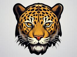 Sticker of a leopard for t shirt design vector illustration with isolated background AI Generative photo