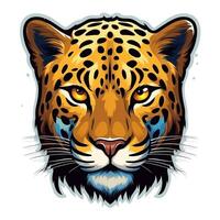 Sticker of a leopard for t shirt design vector illustration with isolated background AI Generative photo