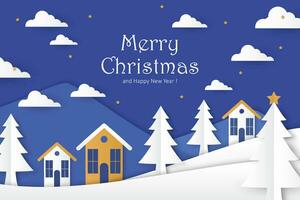 Christmas background in paper style design vector