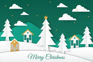 Christmas background in paper style design vector